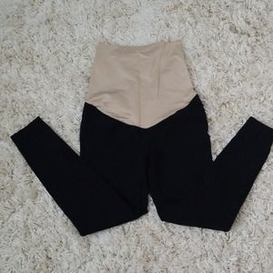 Black full panel waist maternity leggings